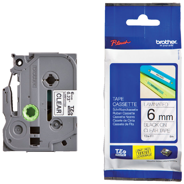 Brother - Labele brother ptouch tze111 6mm transparant | 25 stuks