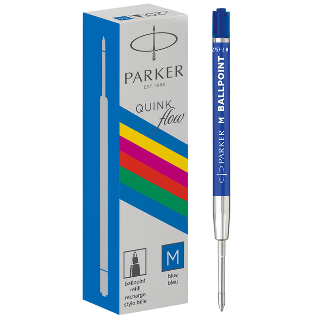 Parker - ECO balpen navulling, medium, blauw, 20 stuks