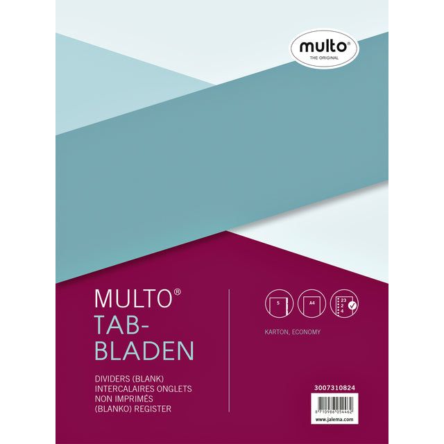 Multo - Tabbladen multo 7310824 a4 23r karton 5dlg ass