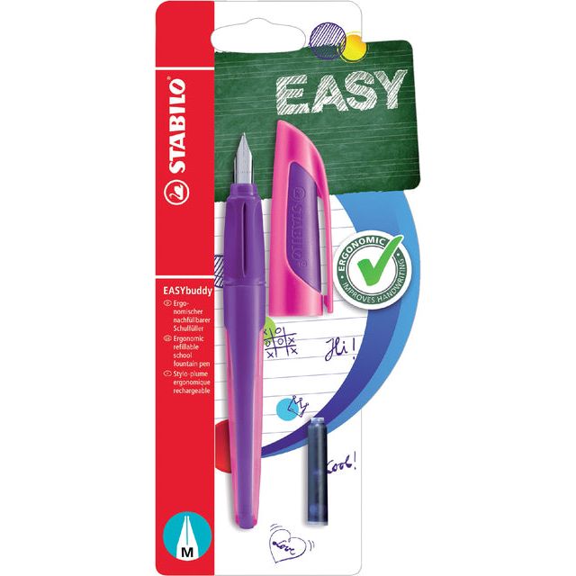 Stabilo - Fountain Pen EasyBuddy droite - Blister violet / magenta handicapé | 5 pièces