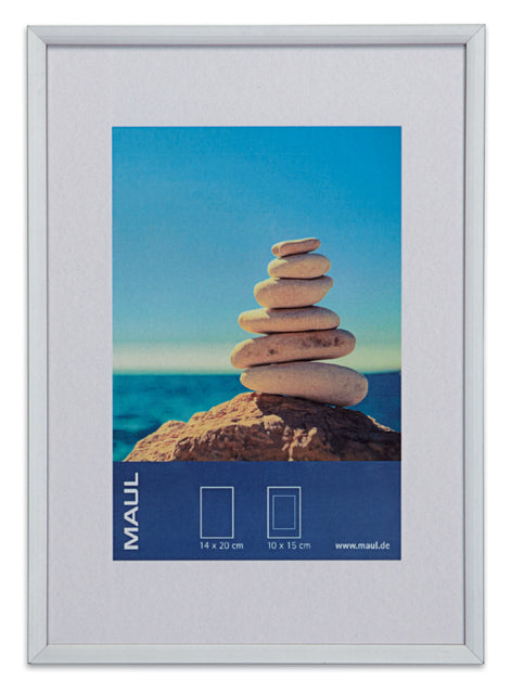 Maul - Cadre photo Design Cadre en aluminium, pour accrocher et se tenir debout 15x21 cm, argent