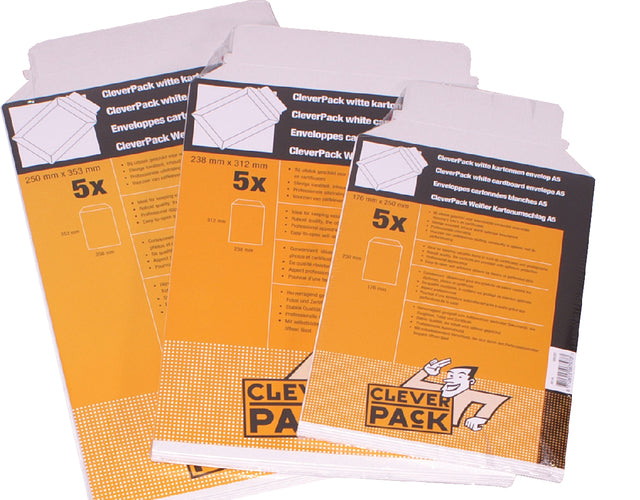 Cleverpack - Enveloppe A4 238x312mm en carton blanc 5 pièces