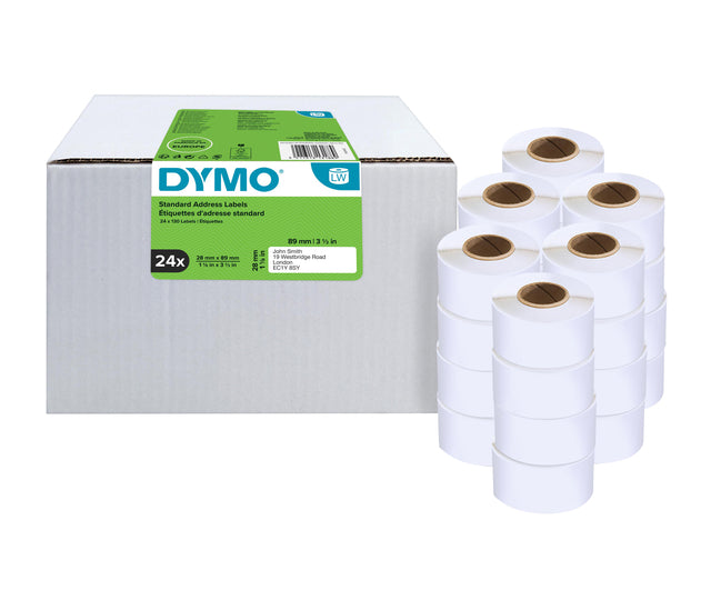 Dymo - Value Pack: etiketten LabelWriter ft 89 x 28 mm, wit, doos van 24 x 130 etiketten