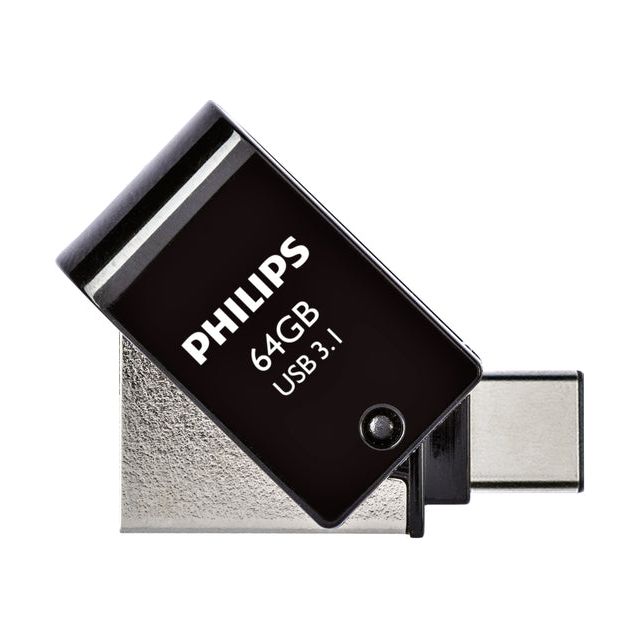 Philips-USB-Stick 3.1 USB-C 2-in-1 Mitternachtsschwarz 64 GB