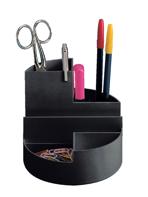 Maul - bureauorganizer pennenbak Roundbox Ø14x12.5cm, 7 vaks zwart