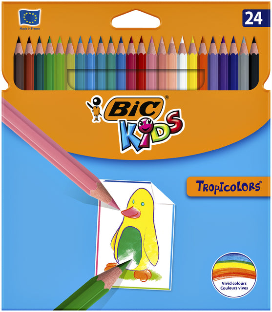 Bickids - crayons colorés enfants tropicolors blister de 24 pièces