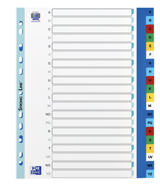 Oxford-Oxford Tabs, Format A4 Maxi (für Shows Bags), aus PP, 11-Go-Speration, farbige Registerkarten, Set a-Z