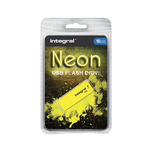 Intégrale - Stick USB 2,0 néon, 16 Go, Geel