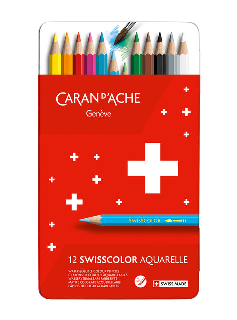 CARAN D'ACHE - Buntstifte Caran d'Ache Swisscolor Aquarel 12 Stück Arsch.