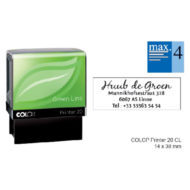 Colop - Tekststempel colop 20 green perso 4r 38x14mm