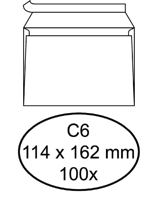 Quantore - Banque enveloppe C6 114X162MM-ADHESIVE BLANC 100 PIÈCES | 10 pièces