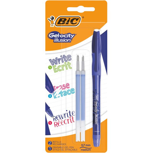 Bic - Gelschrijver  gelocity illusion m blauw +2 vull