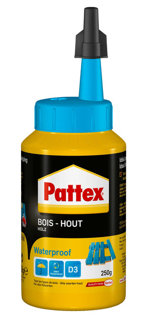 Pattex - Wood Colle D3 étanche 250 ml | 12 pièces