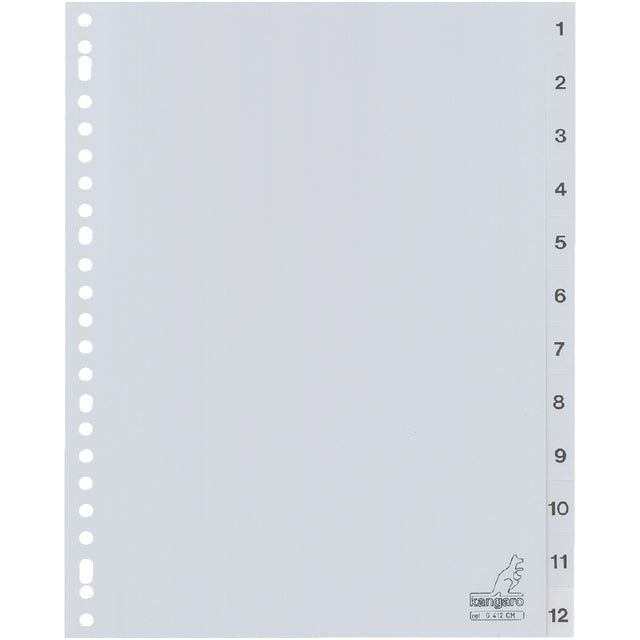 Kangaro-tabs 23 trous G412cm 1-12 gris numéroté pp | 25 pièces