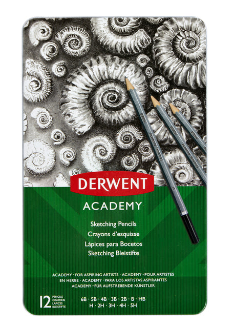 Derwent-Graphic Crayer Academy, Can of 12 Pieces: 6B-5B-4B-3B-2B-HB-HB-H-H-H-H-H-3H-4H-5H