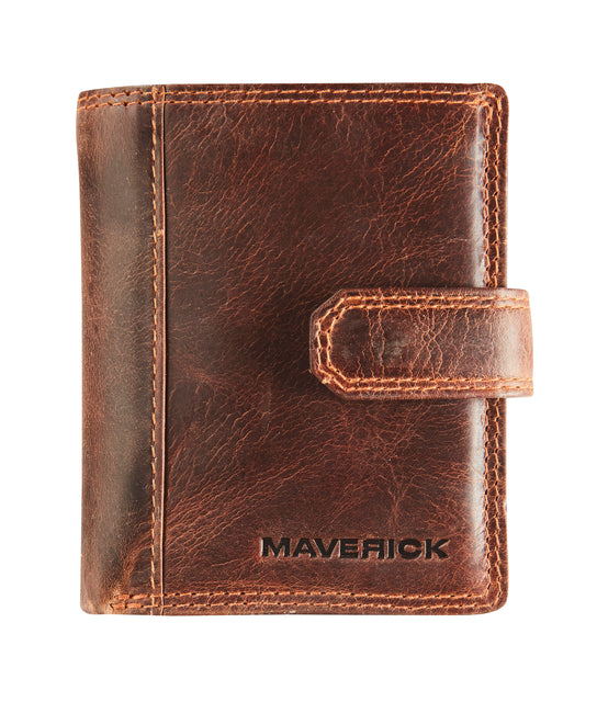 Maverick - support de carte Le marron en cuir RFID super compact d'origine Brown