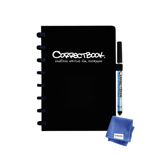 CorrectBook - A5 Original: Notebook excès / réutilisable, doublé, Black à l'encre (noir)