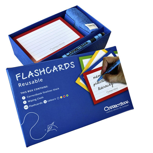 Correctbook - Flashcards (systeemkaarten), uitwisbaar / herbruikbaar, gelijnd, pak van 144 stuks