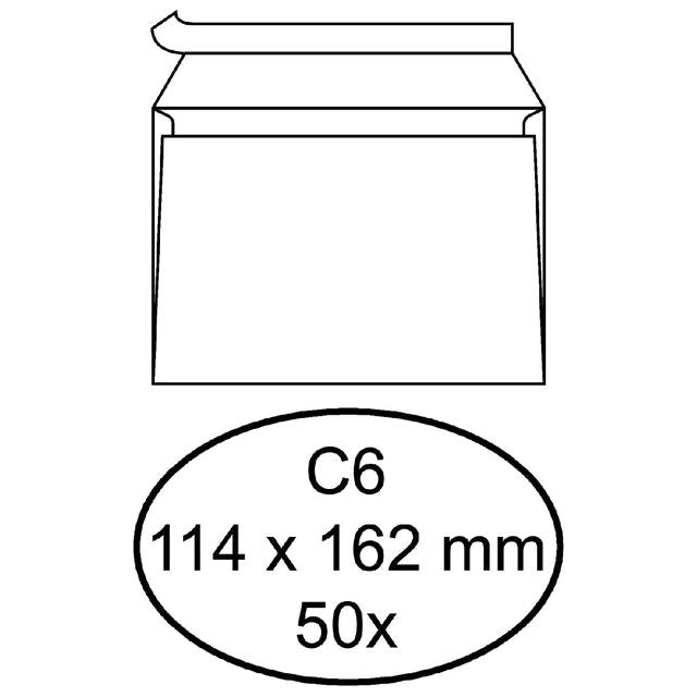 Quantore - Enveloppe Bank C6 114x162mm auto-adhésif blanc 50 pièces