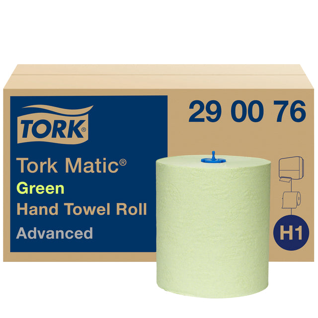 Tork - Matic Advanced handdoek, 2-laags, systeem H1, groen, pak van 6 rollen