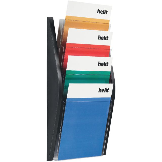 Helit - Folderhouder helit wand 4 x a4 zwart