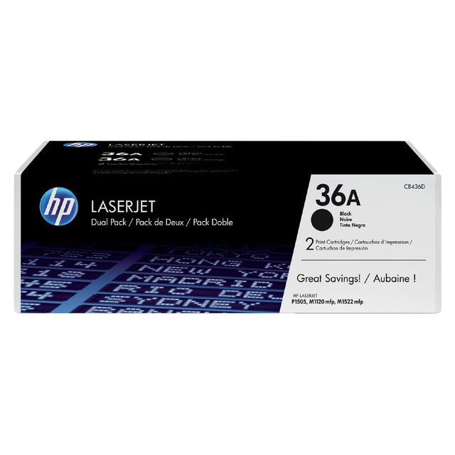 HP - Tonercartridge  cb436ad 36a zwart 2x