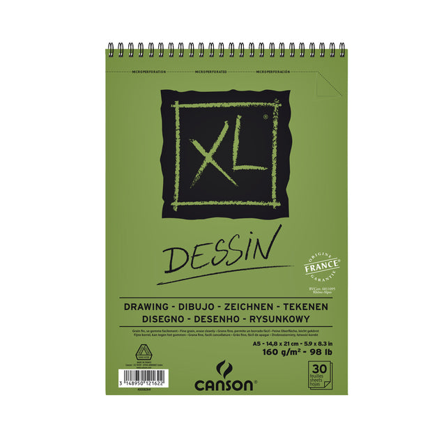 CANSON - Bloc de dessin XL DESSIN A5 30V 160GR SPIRAL