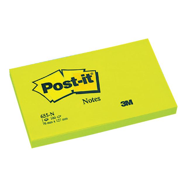 Post-it - Memoblok 3m  655n 76x127mm neon groen