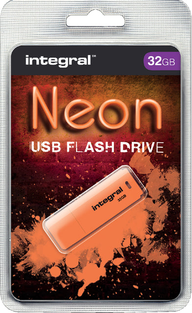 Integral - Neon USB 2.0 Stick, 32 GB, Orange