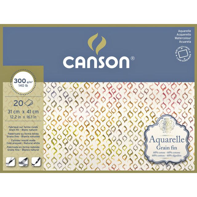 Canson - Aquarellblock 31x41cm 20V 300gr Pijns geklebt