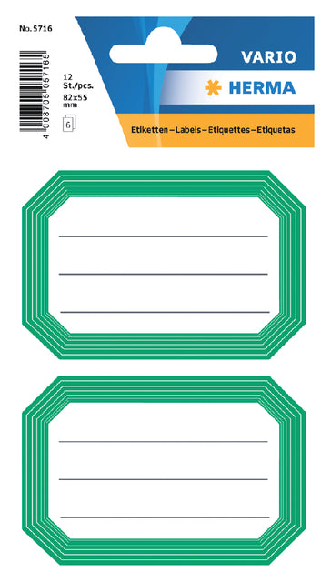 Herma - Etikett 5716 82x55mm Skript Green Edge 12 Teile