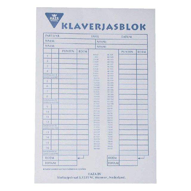 Haza - Blok Klaverjas 50vvel