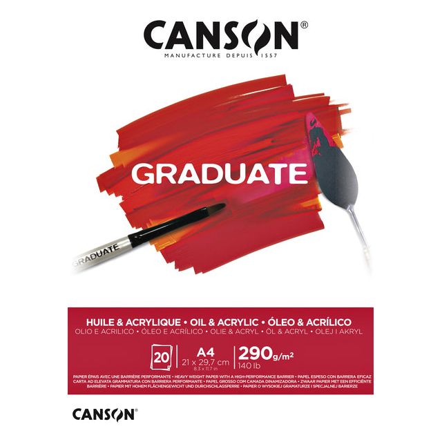 CANSON - Gradua de bloc acrylique de pétrole A4 290GR 20VEL