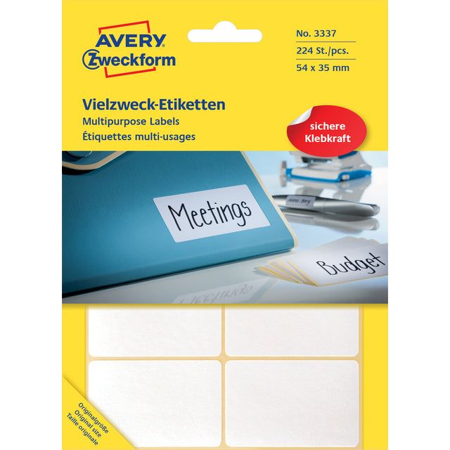 Avery Zweckform - Zweckform 3337 Universal Bezeichnungen ft 54 ​​x 35 mm (B x H), 224 Labels, weiß