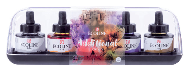 TALENS - Écoline aquarelle flacon de 30 ml, ensemble de 5 flacons en couleurs supplémentaires