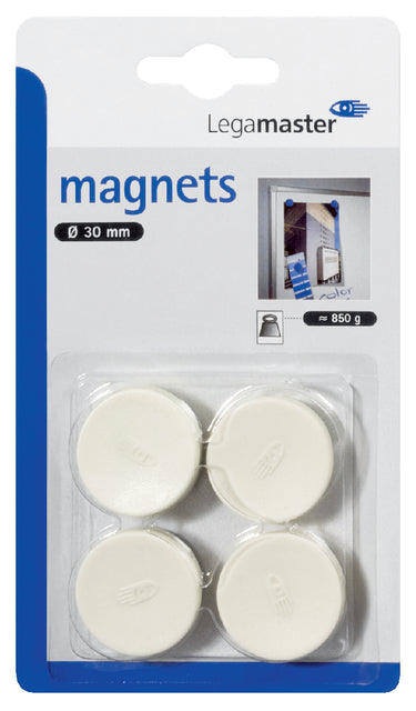 Legamaster - Magneet legamaster 30mm 850gr wit | 10 stuks