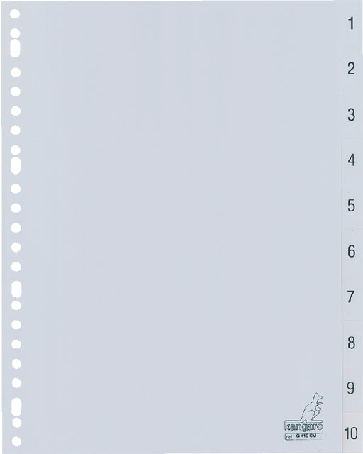 Kangaro-tabs 23 trous G410cm 1-10 Gray numéroté PP | 25 pièces