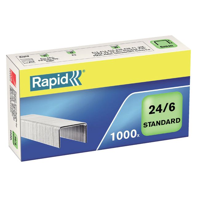 Rapid - Staples 24/6, galvanisé, boîte de 1 000 agrafes