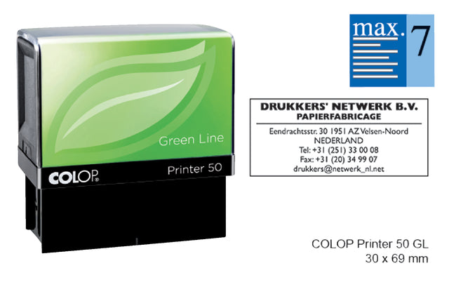 Colop - Tekststempel colop 50 green perso 7r 69x30mm