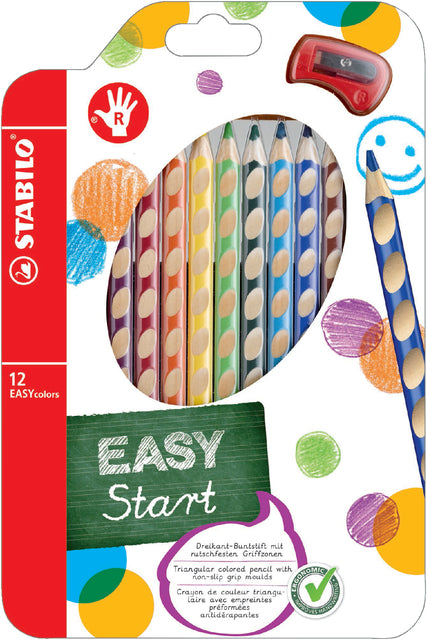 Stabilo - farbige Bleistifte EasyColors rechts -Handhäule von 12 Farben 12 Stücke