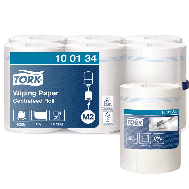 Tork - poetspapier Centerfeed, 1-laags, systeem M2, pak van 6 rollen