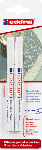 Edding - Felt -Tip Edding 780 Marker laquer autour de 0,8 mm Blister à 2 pièces blanches