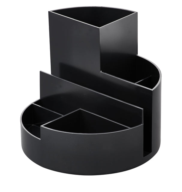 Maul - Organisateur de bureau Penbak Roundbox Ø14x12.5 cm, 7-Sections, 85% de plastique recyclé noir