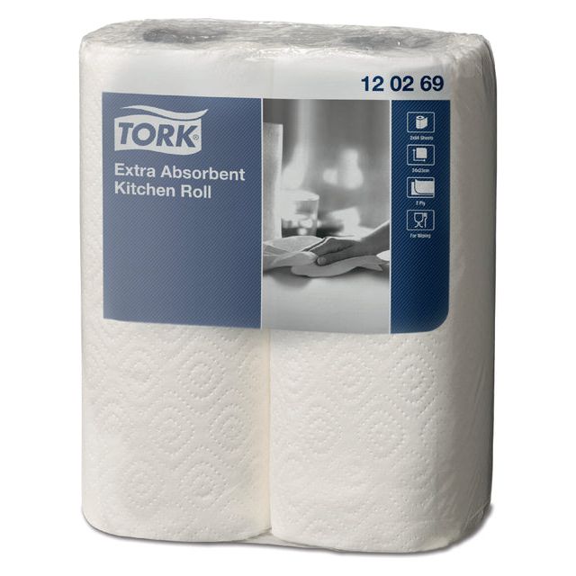 Tork - Küchenrolle zusätzliche Rollen absorbierende Papier 2 -Layer 2 Rollen 120269