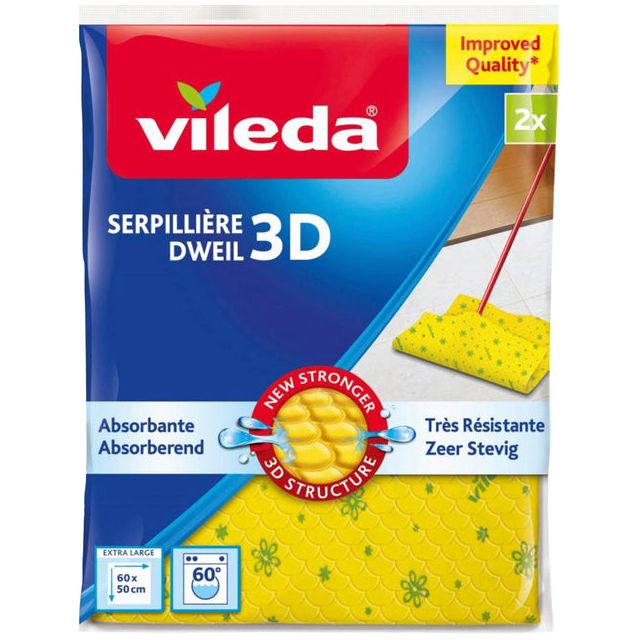 Vileda - Dweil 3d geel extra stevig 2 stuks