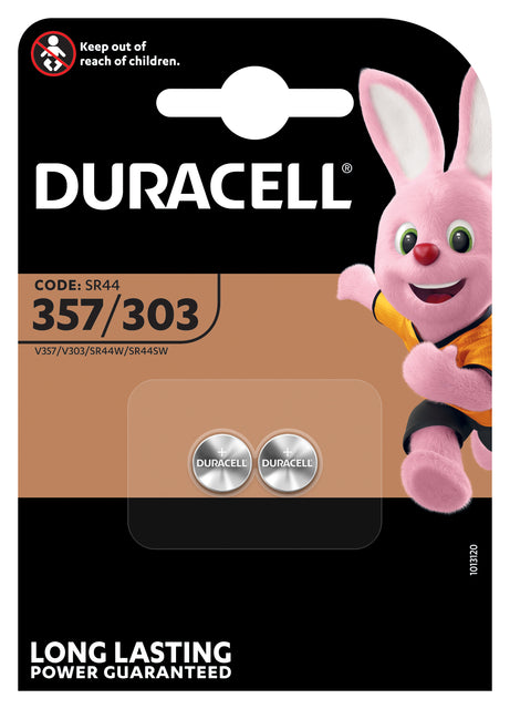 Duracell - Cellule du bouton de batterie 2x357 / 303 Oxyde d'argent Ø11,6 mm 2 pièces