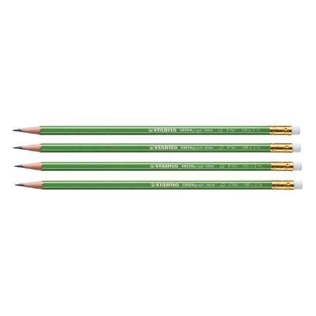 Stabilo - Potlood greengraph 6004 hb met gumtop | 12 stuks