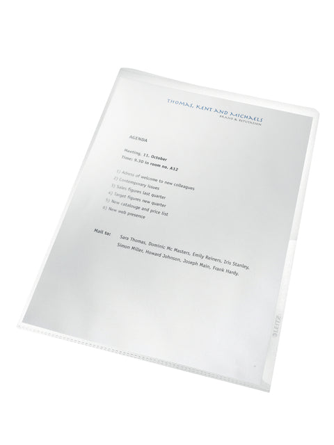 Leitz - Recycle L -fold, Ft A4, PP recyclé de 140 micron, transparent, boîte de 25 pièces