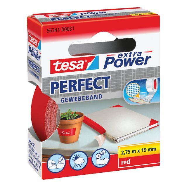 Tesa - Place Tape Textile 19mmx2,75m rouge