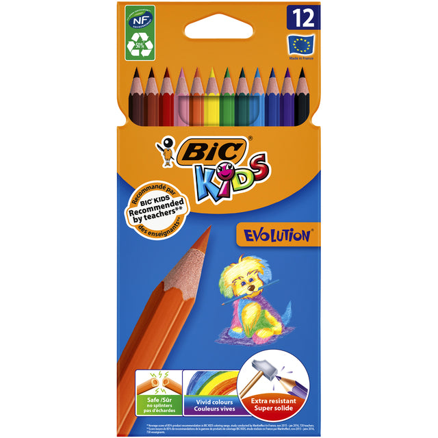 BIC Kids - Farbige Stifte Kinder Evolution Ecolutions Beutel bei 12 Stücken | 12 Stücke